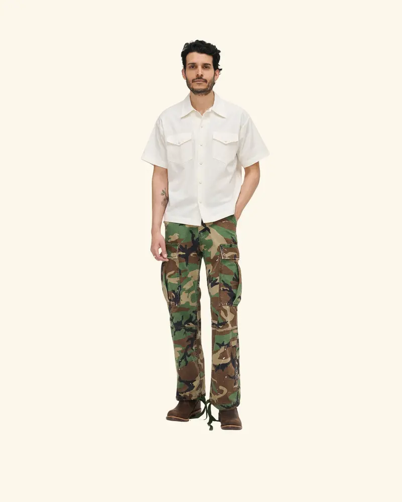 Western Twill Mechanic Shirt (White) 6