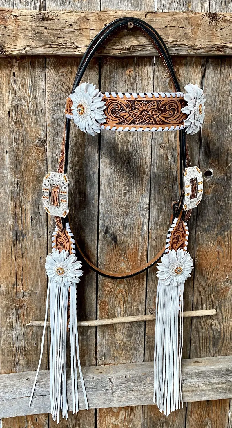 Whipstitch Headstall -Golden & Daisy #Bb265 1