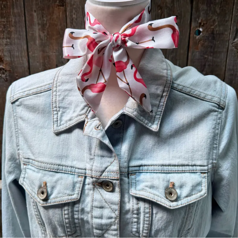 White And Pink Western Skinny Mini Wild Rag Scarf / Cowgirl Necktie #Tw325 2