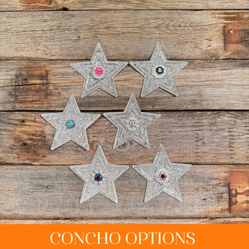 White Big Star Rhinestone Rosette - Assorted Conchos 1
