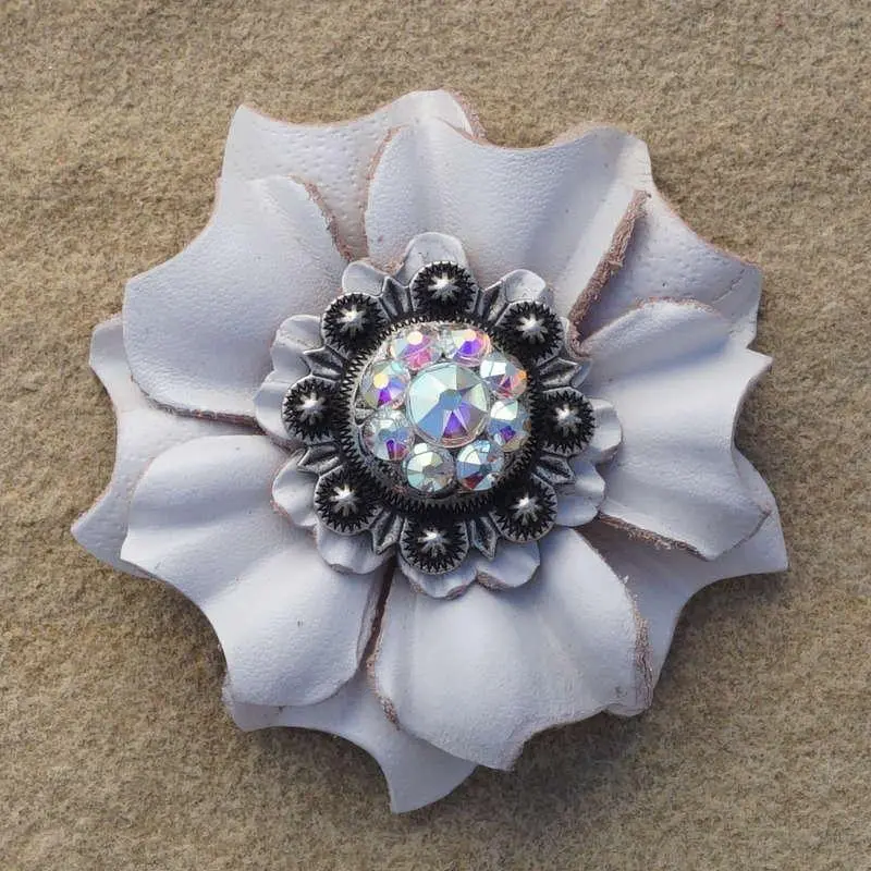 White Carnation Flower With Antique Silver Ab 1" Concho 1