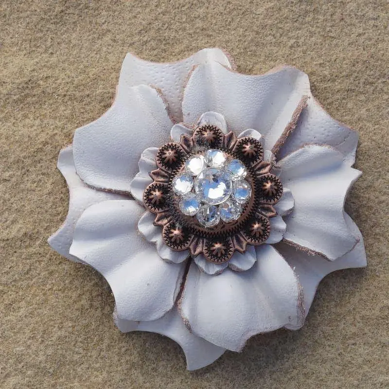 White Carnation Flower With Copper Clear 1" Concho 1