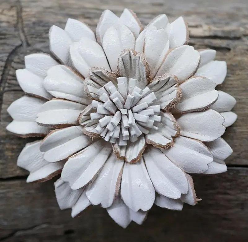 White Daisy Leather Flower 1