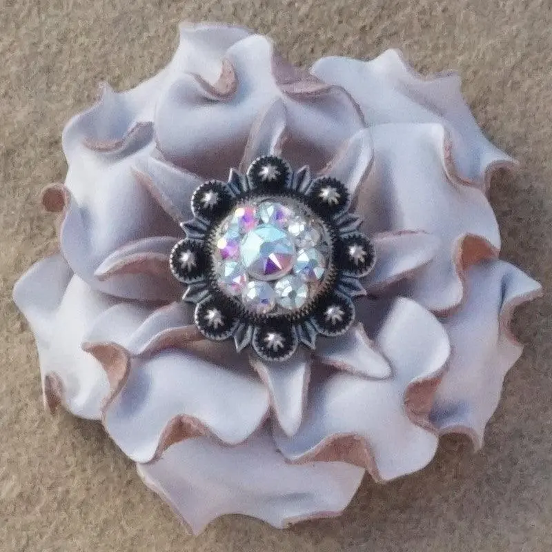 White Gardenia Flower With Antique Silver Ab 1" Concho 1