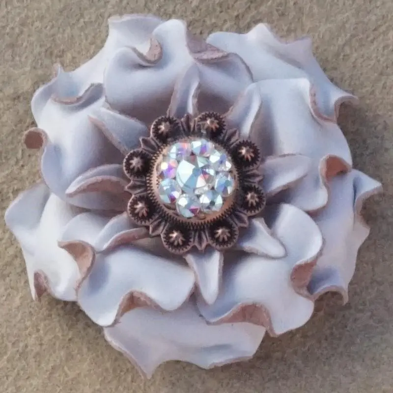 White Gardenia Flower With Copper Ab 1" Concho 1
