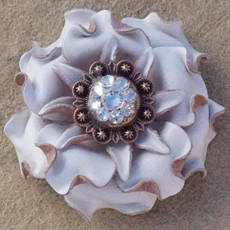 White Gardenia Flower With Copper Clear 1" Concho 1