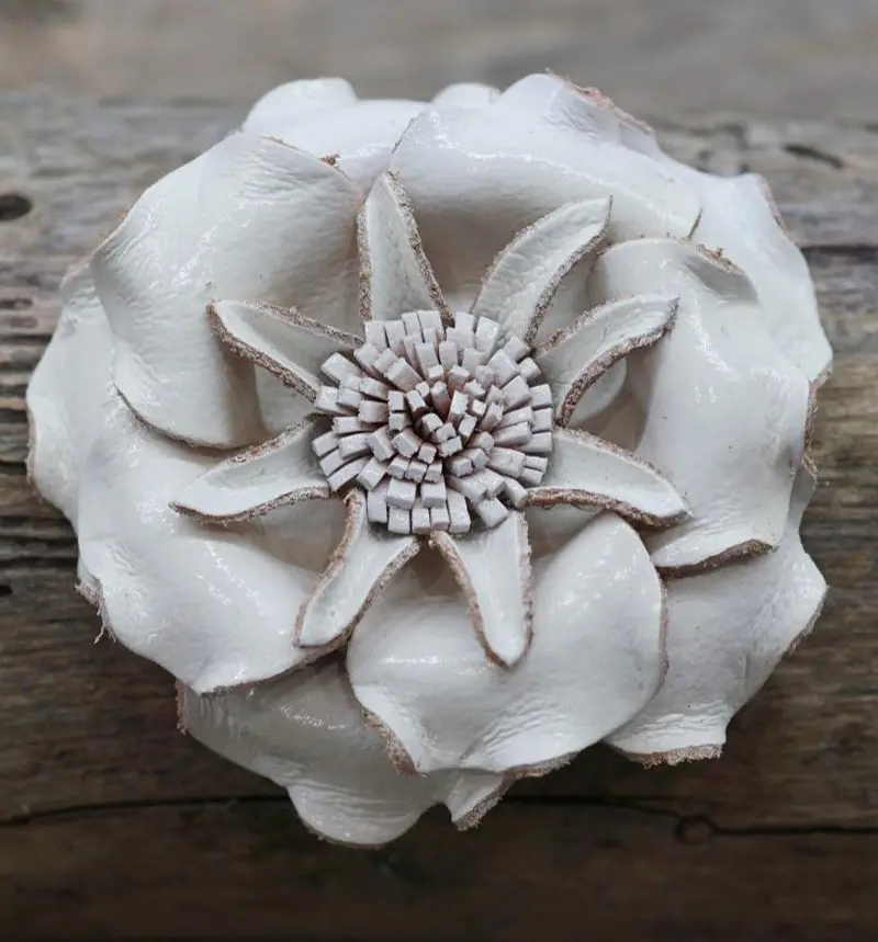 White Gardenia Leather Flower 1