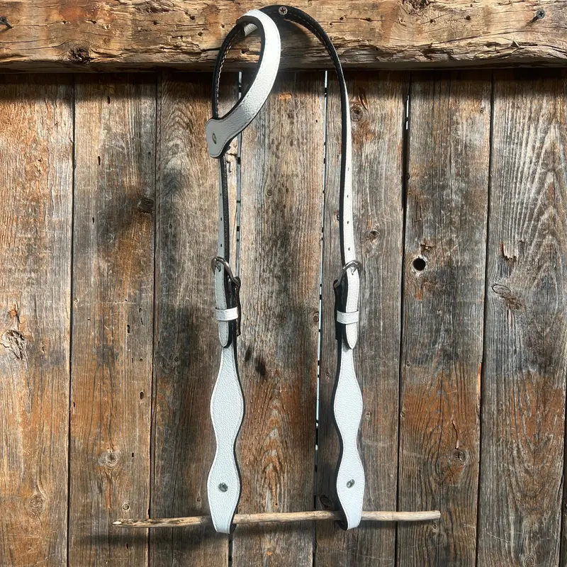 White Genuine Leather One Ear Headstall / Bridle 1