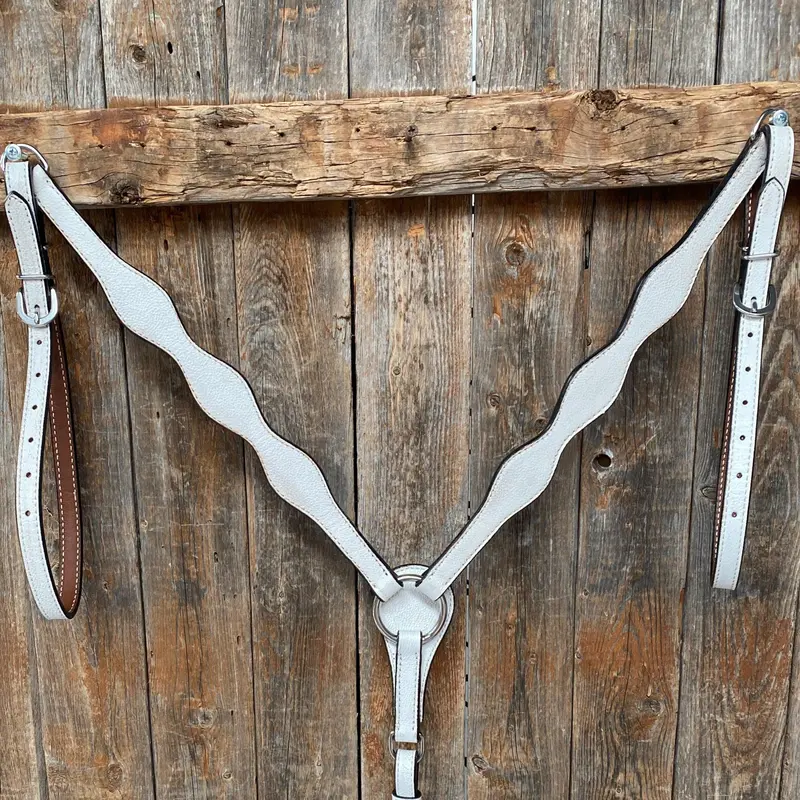 White Genuine Leather Scalloped Breastcollar 1