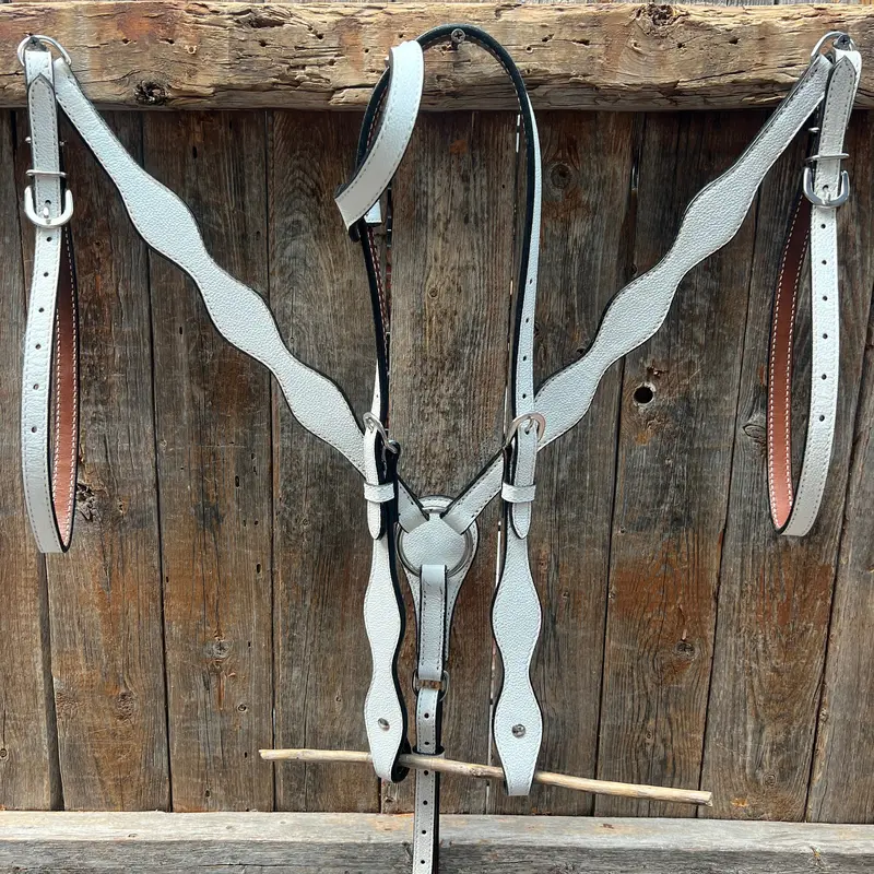 White Genuine Leather Scalloped Tack Sets 1