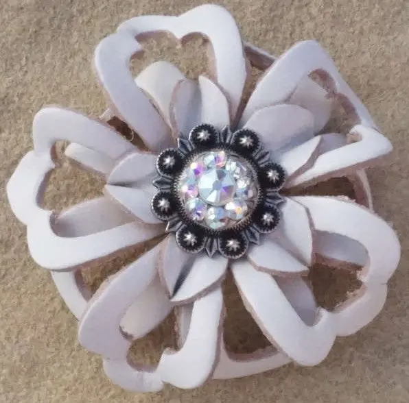 White Lotus Flower With Antique Silver Ab 1" Concho 1