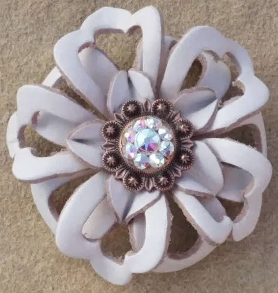 White Lotus Flower With Copper Ab 1" Concho 1