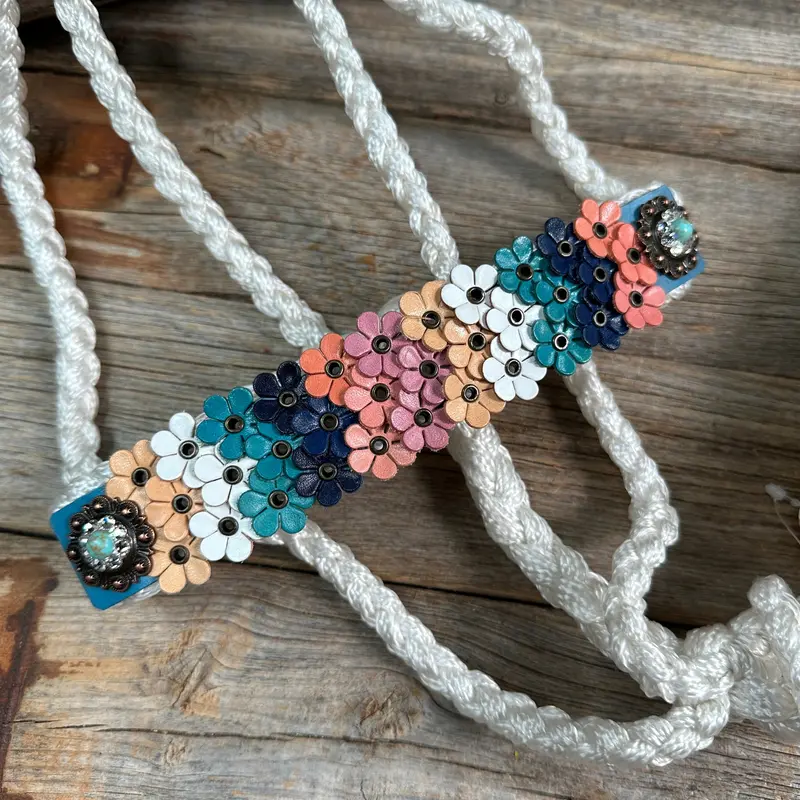 White Mule Tape Halter - Multi Floral And Turquoise #Mt231 2