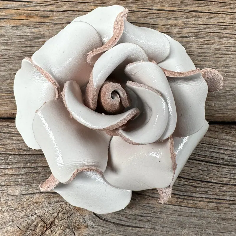 White Rose Leather Flower 1