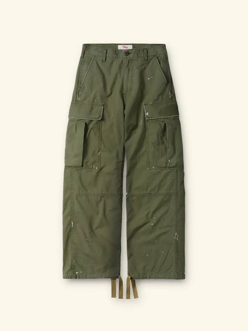 Wide Leg Cargo Pants (Army Green) 1