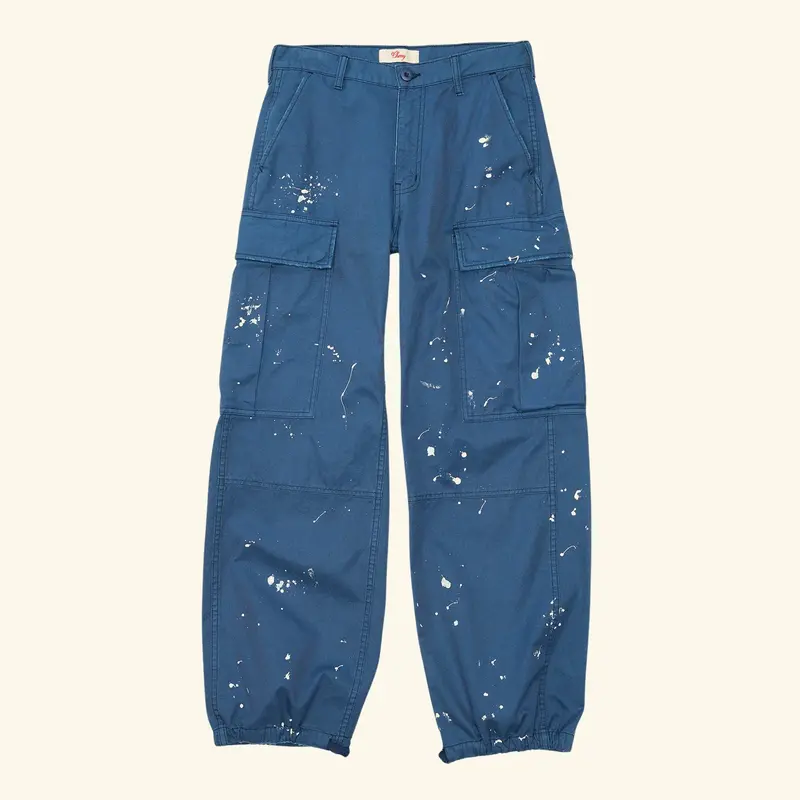 Wide Leg Cargo Pants (Sun Faded Blue) 1