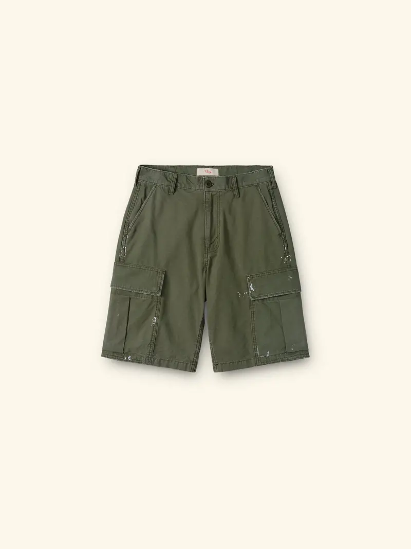 Wide Leg Cargo Shorts (Army Green) 1