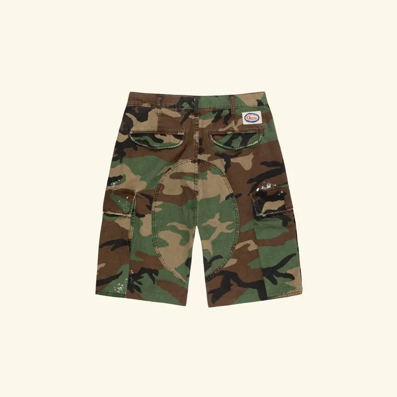 Wide Leg Cargo Shorts (Vintage Camo) 2