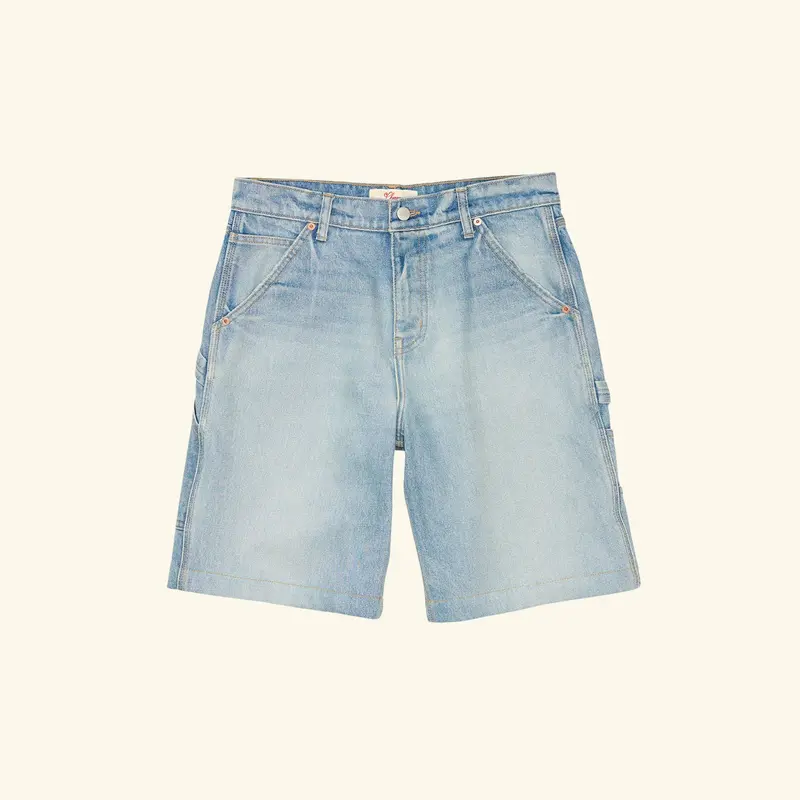 Wide Leg Carpenter Shorts (Indigo Light Wash) 1