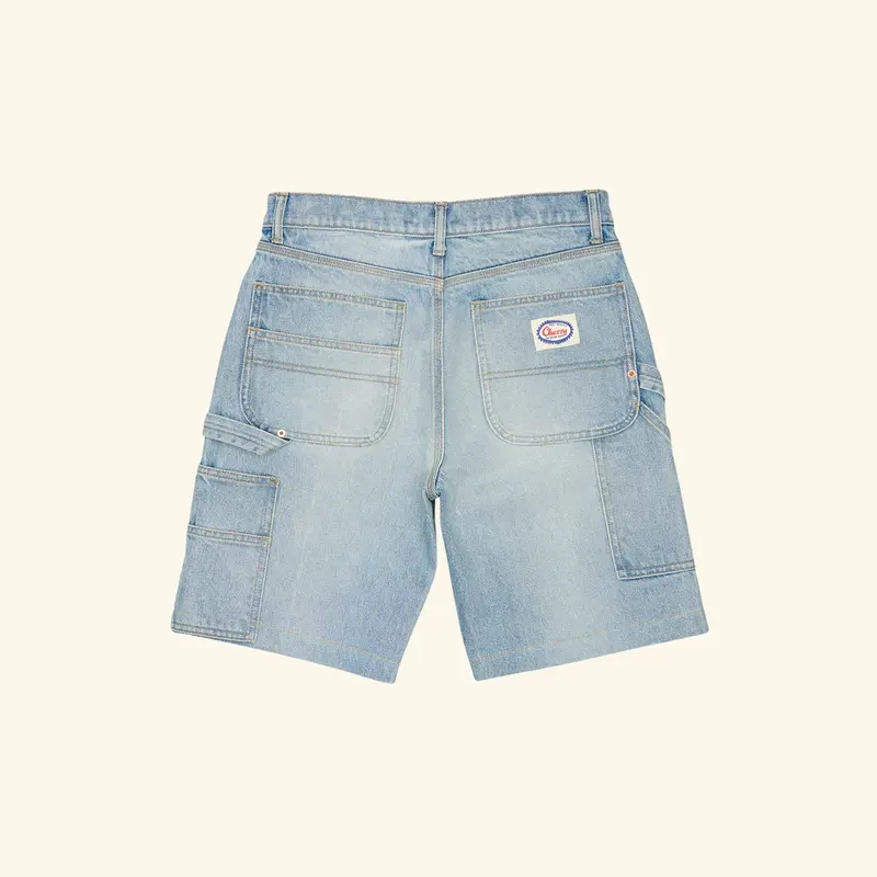 Wide Leg Carpenter Shorts (Indigo Light Wash) 2