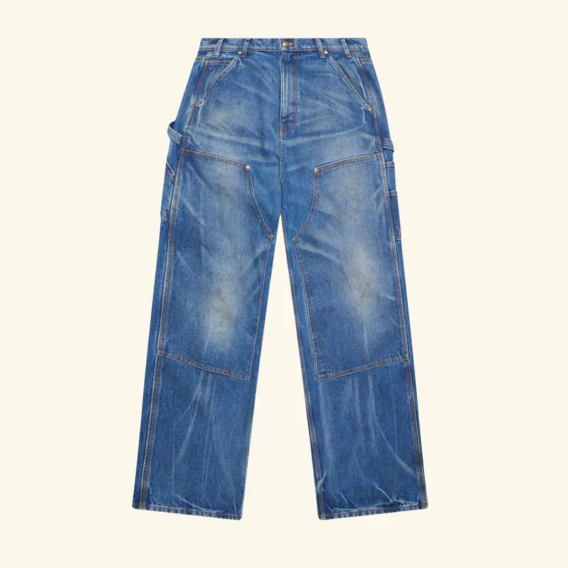Wide-Leg Double Knee Pants (Denim) 1