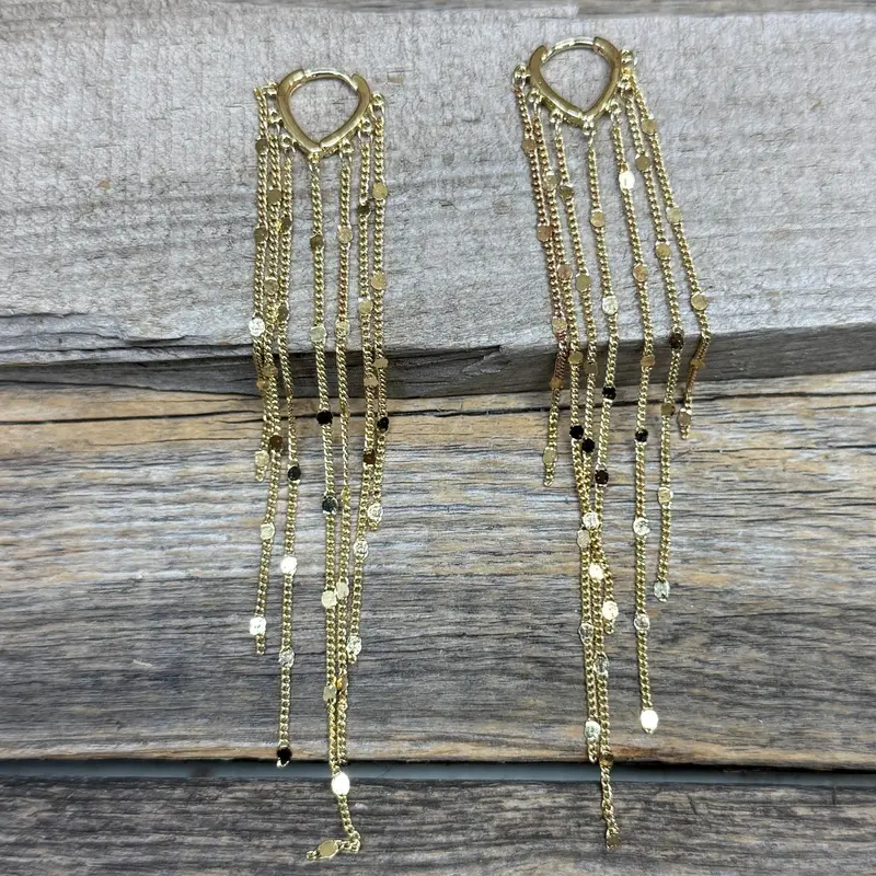Wild West Gold Fringe And Dot Dangle Fashion Earrings 1