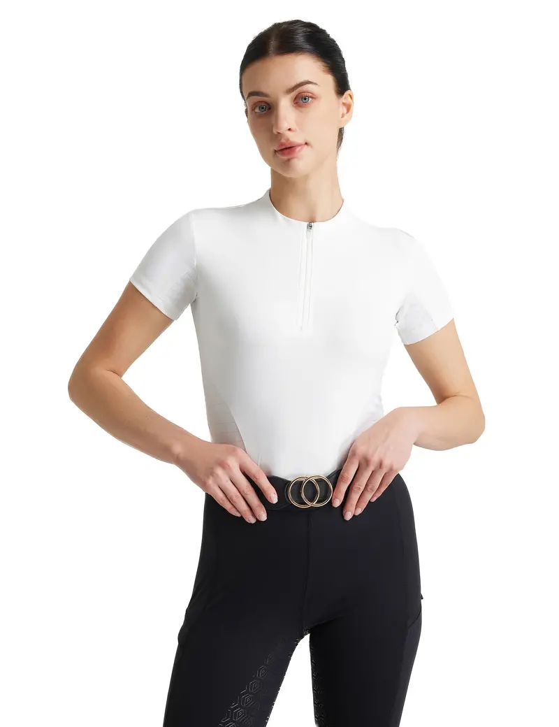 Women T-Shirt Quarter Zip 1