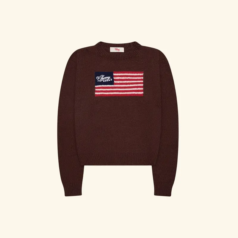 Women's American Flag Crewneck (Brown) 1