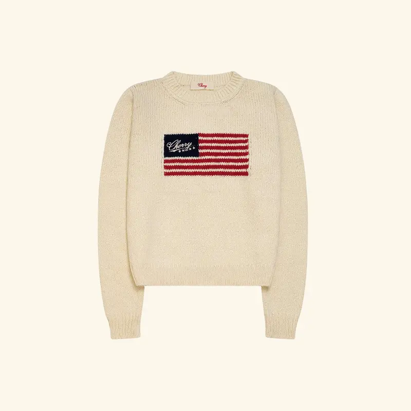 Women's American Flag Crewneck (Cream) 1