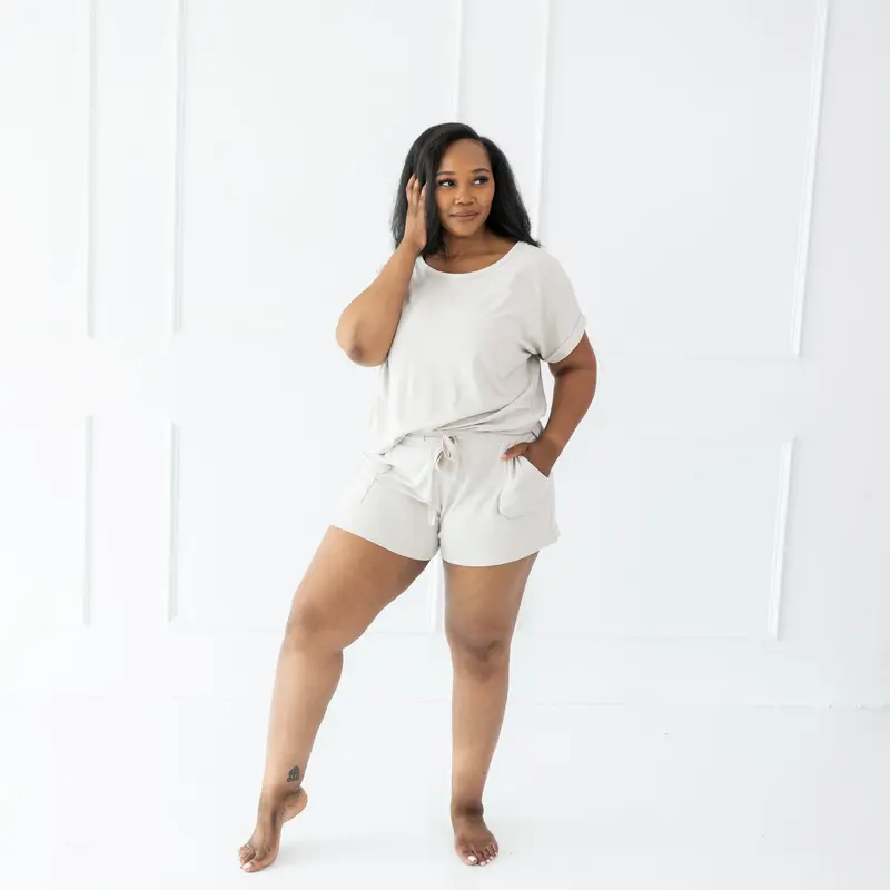 Women's Bamboo Jersey Rollup Sleeve Tee In Oat 2