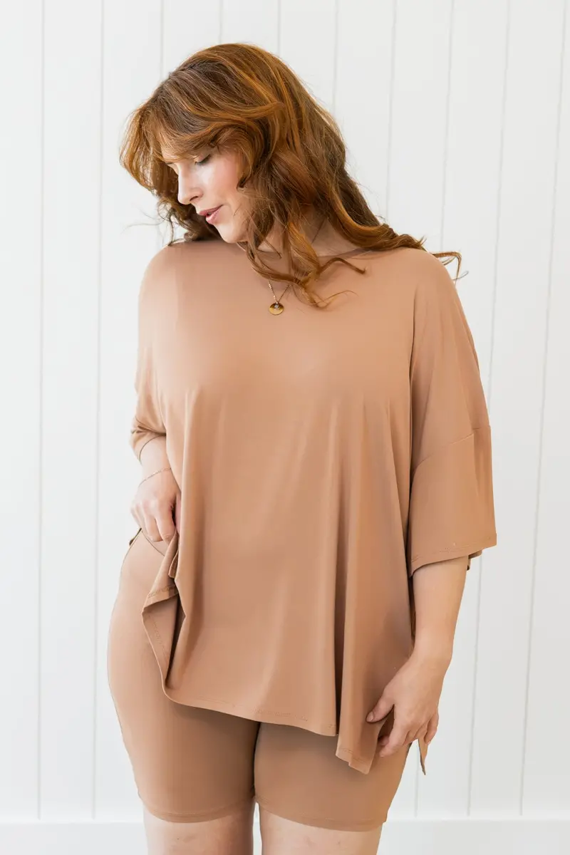 Women’S Biker Short Set In Latte 4