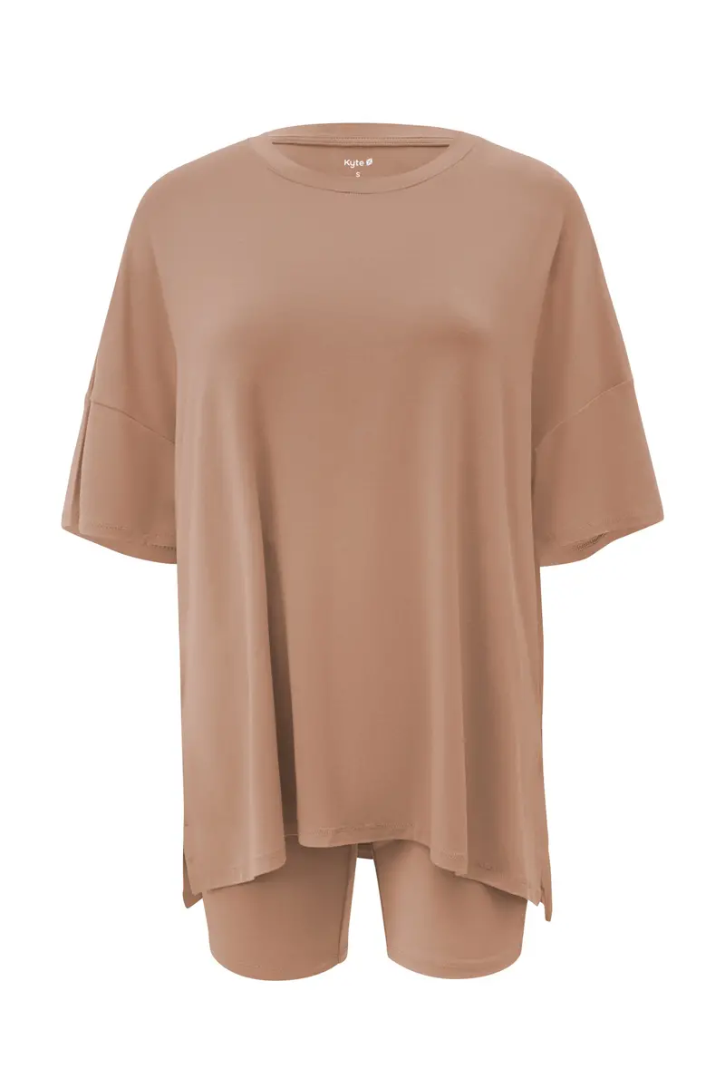 Women’S Biker Short Set In Latte 5