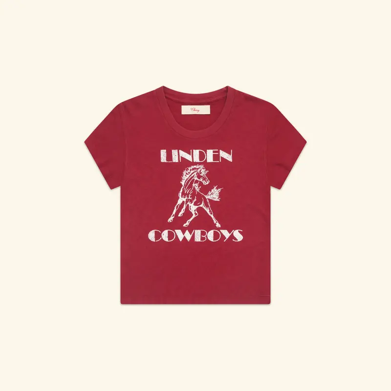 Women's Cowboys Fitted Baby Tee (Sun Faded Red) 1