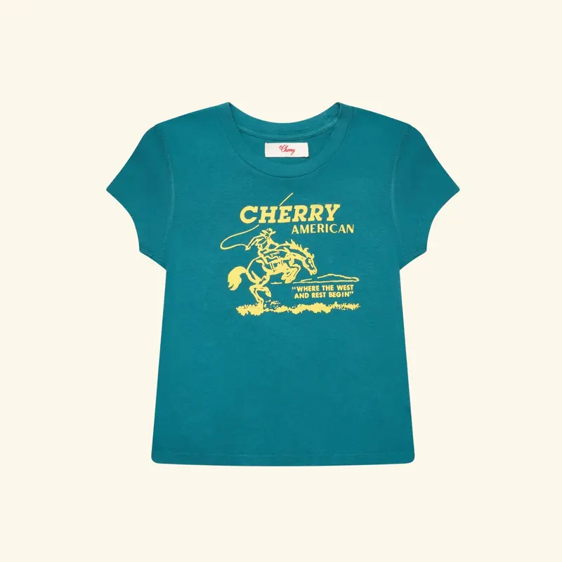 Women's Cowgirl Fitted Baby Tee (Emerald) 1