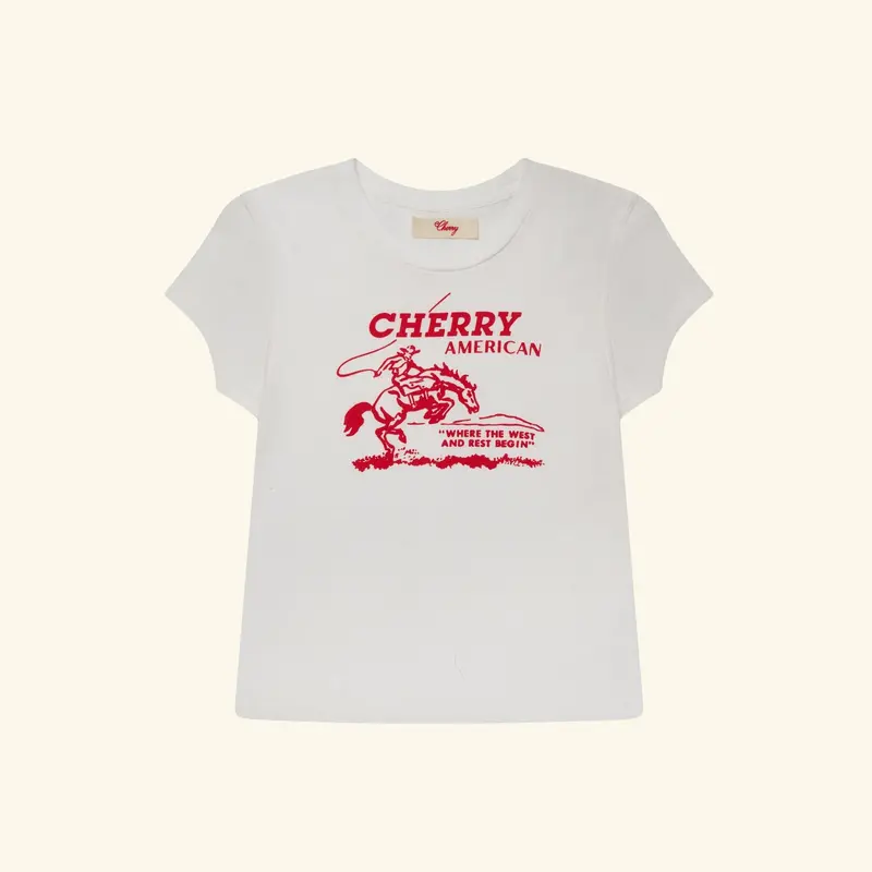 Women's Cowgirl Fitted Baby Tee (Vintage White) 1
