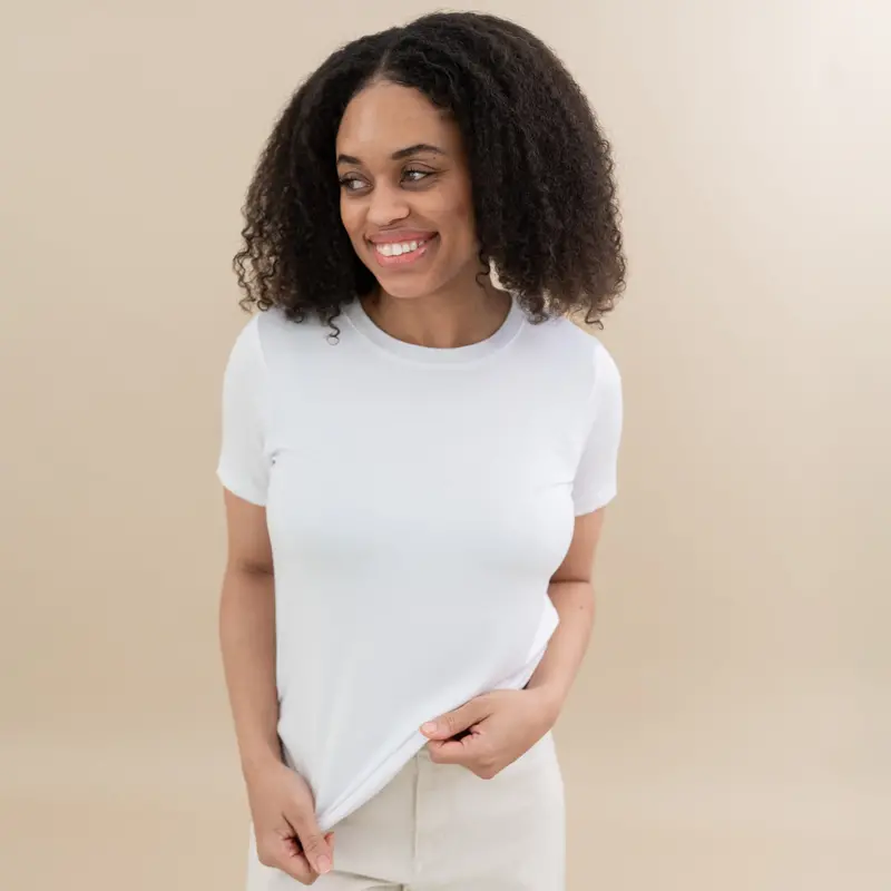 Women's Crew Neck Tee In Snow 1