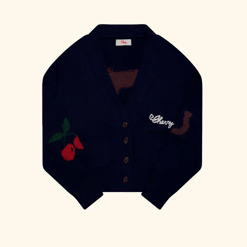 Women's Cropped Cardigan (Navy) 1