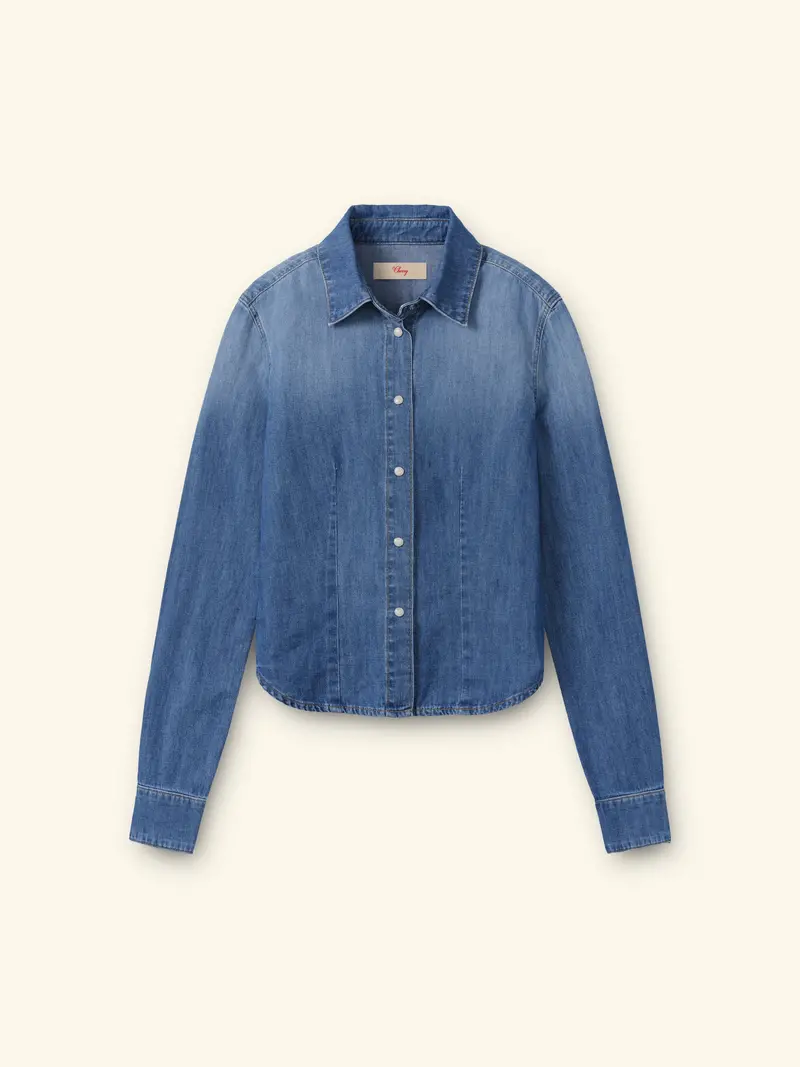 Women's Fitted Western Button Up (Medium Wash) 1