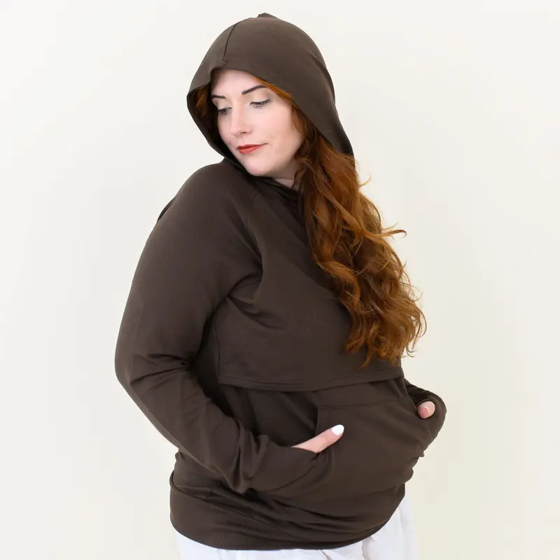 Women's French Terry Nursing Hoodie In Espresso 1