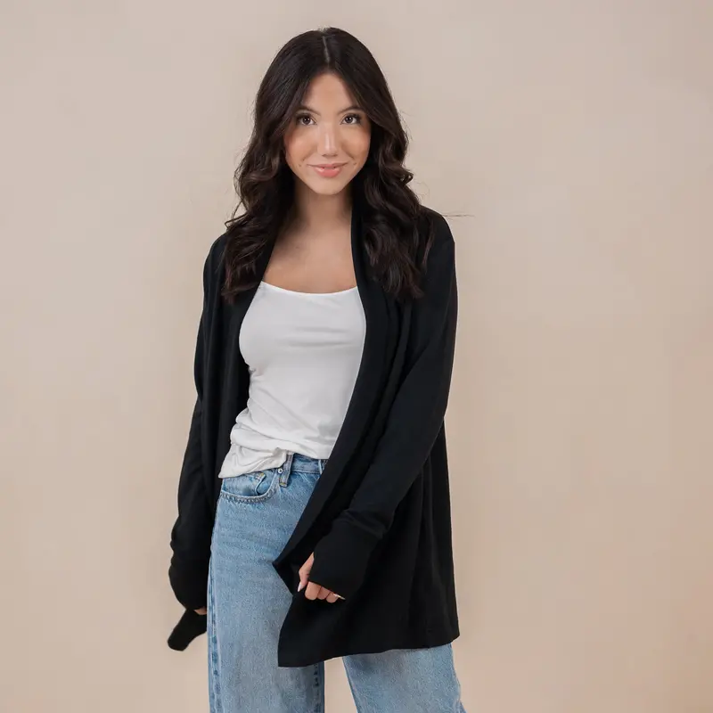 Women's French Terry Wrap Top In Midnight 1