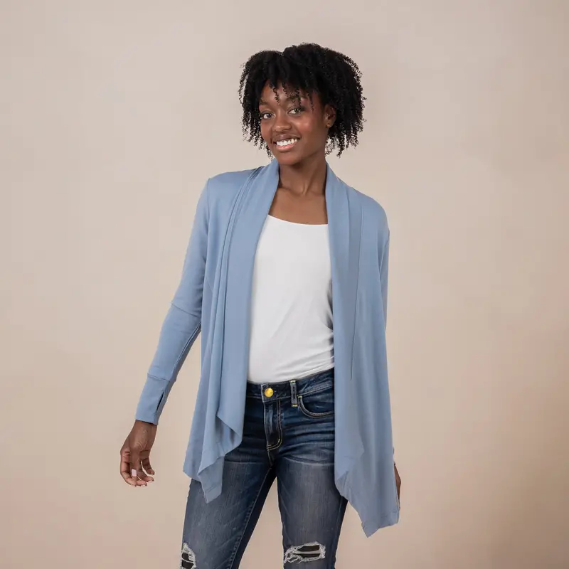 Women's French Terry Wrap Top In Slate 1