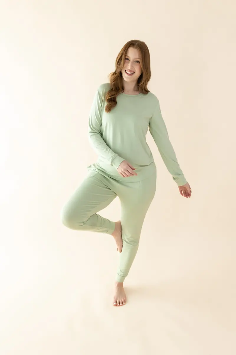 Women's Jogger Pajama Set In Basil 1