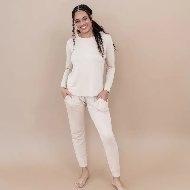 Women's Jogger Pajama Set In Bisque 1