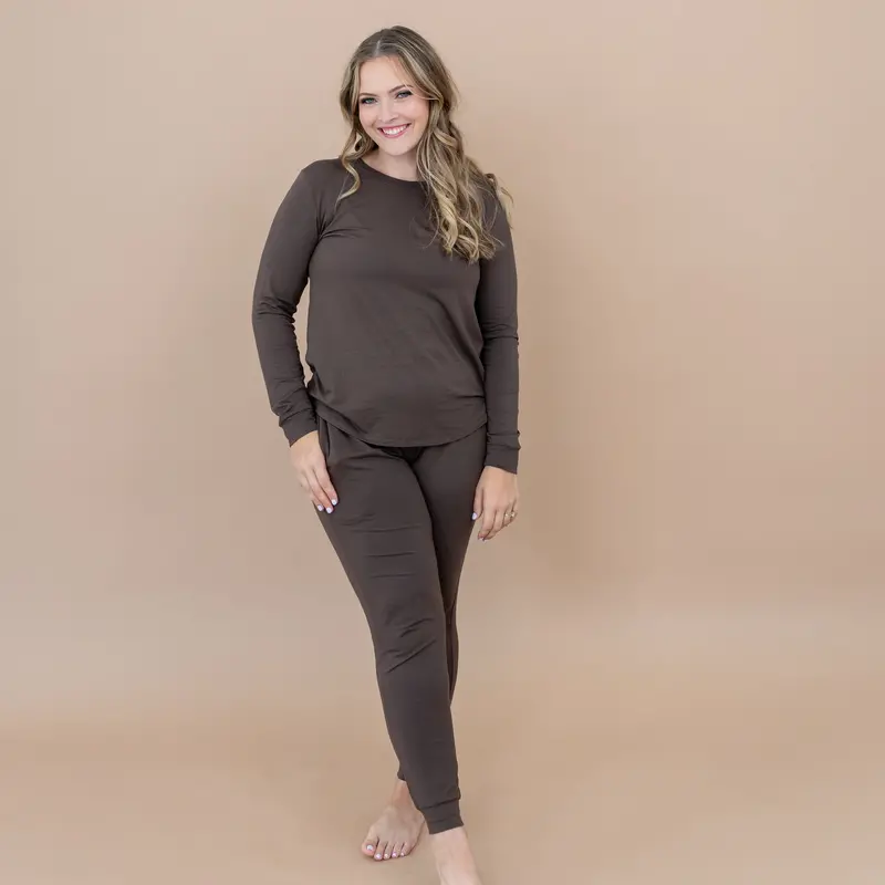 Women's Jogger Pajama Set In Espresso 1