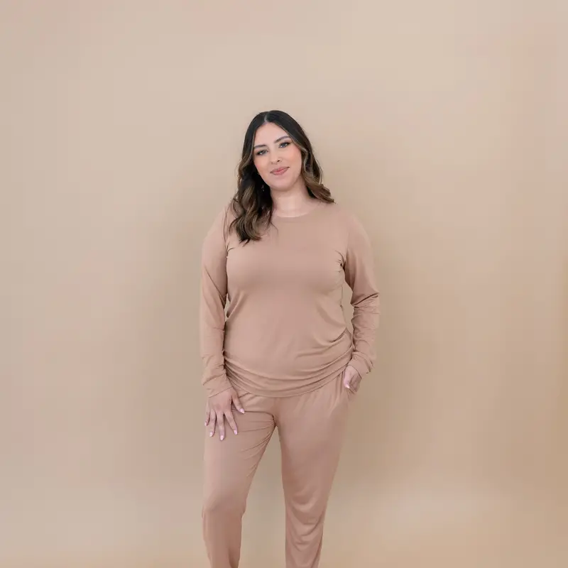 Women's Jogger Pajama Set In Latte 1