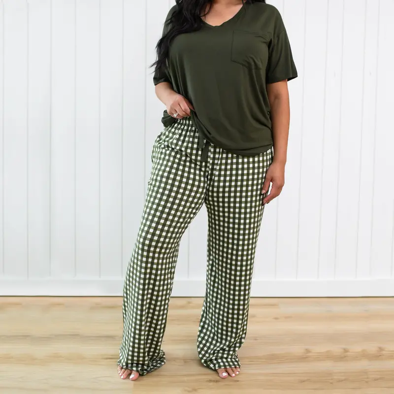 Women's Lounge Pants In Gingham Fir 1