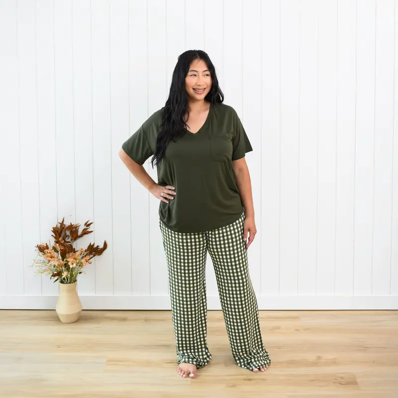 Women's Lounge Pants In Gingham Fir 4