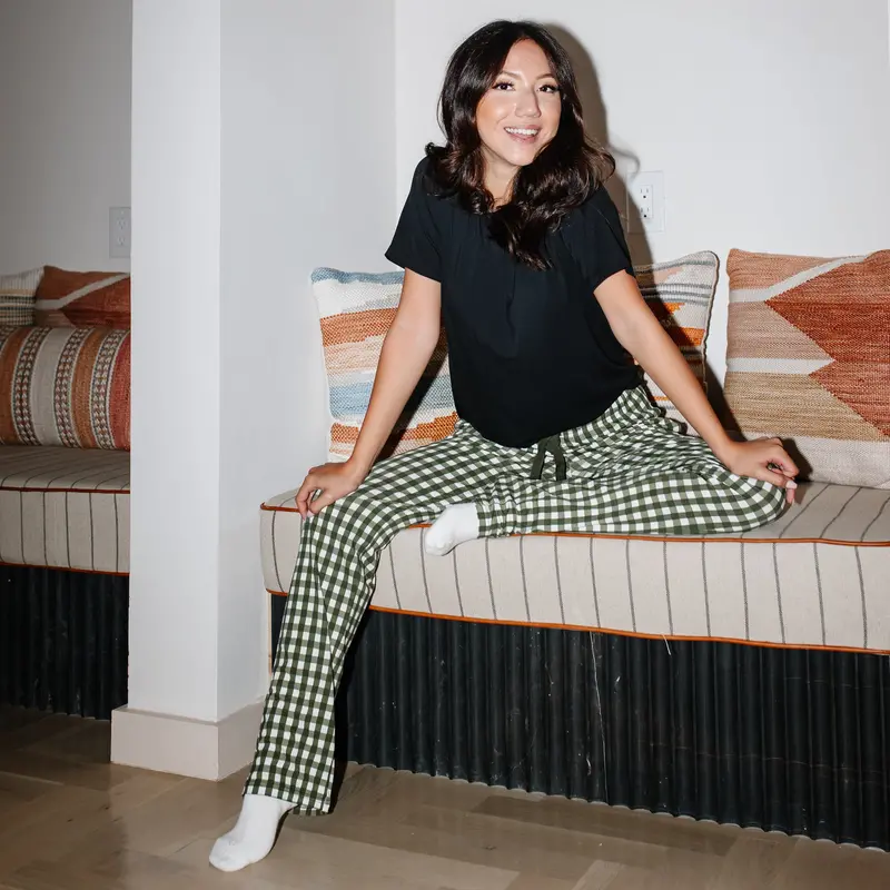 Women's Lounge Pants In Gingham Fir 5