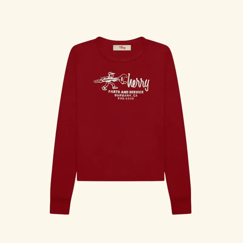 Women's Parts And Service Long Sleeve Tee (Sun Faded Red) 1