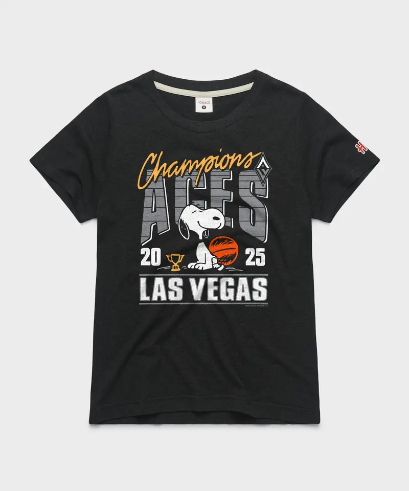 Women's Peanuts Snoopy X Las Vegas Aces 2025 Wnba Champions 1